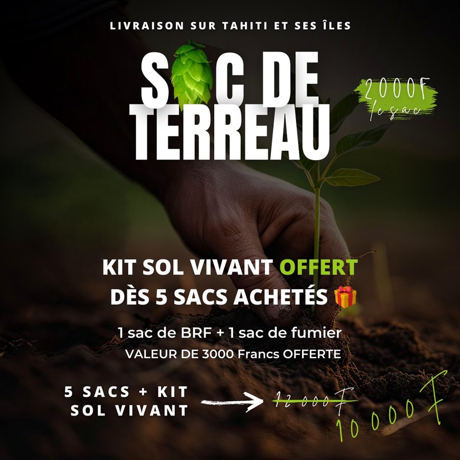 Sac de terreau à 2 000 F, kit sol vivant offert dès 5 sacs achetés
